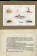 Original Old Antique Print King'S Ships Cruisers From 1750 To 1914 S