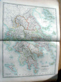 Original Old Antique Print 1898 Map Greece 19th Century
