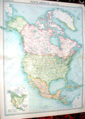 Original Old Vintage Print North America Political 1920 Large 23X18 Map 20th