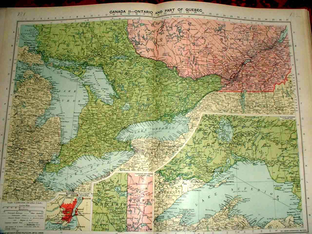 Original Old Vintage Print Canada Ontario Quebec Maps 1931 Montreal 20th