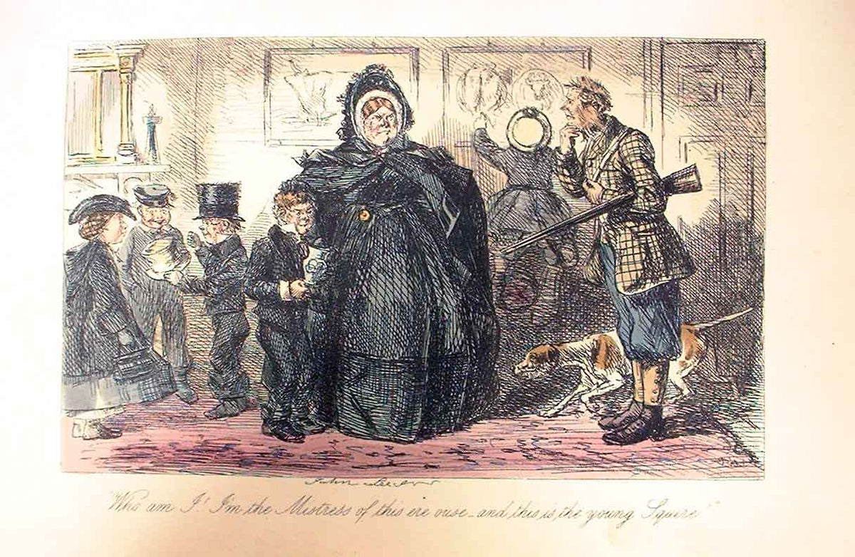 Original Old Antique Print Mistress This House 1858 Leech H/C S 19th