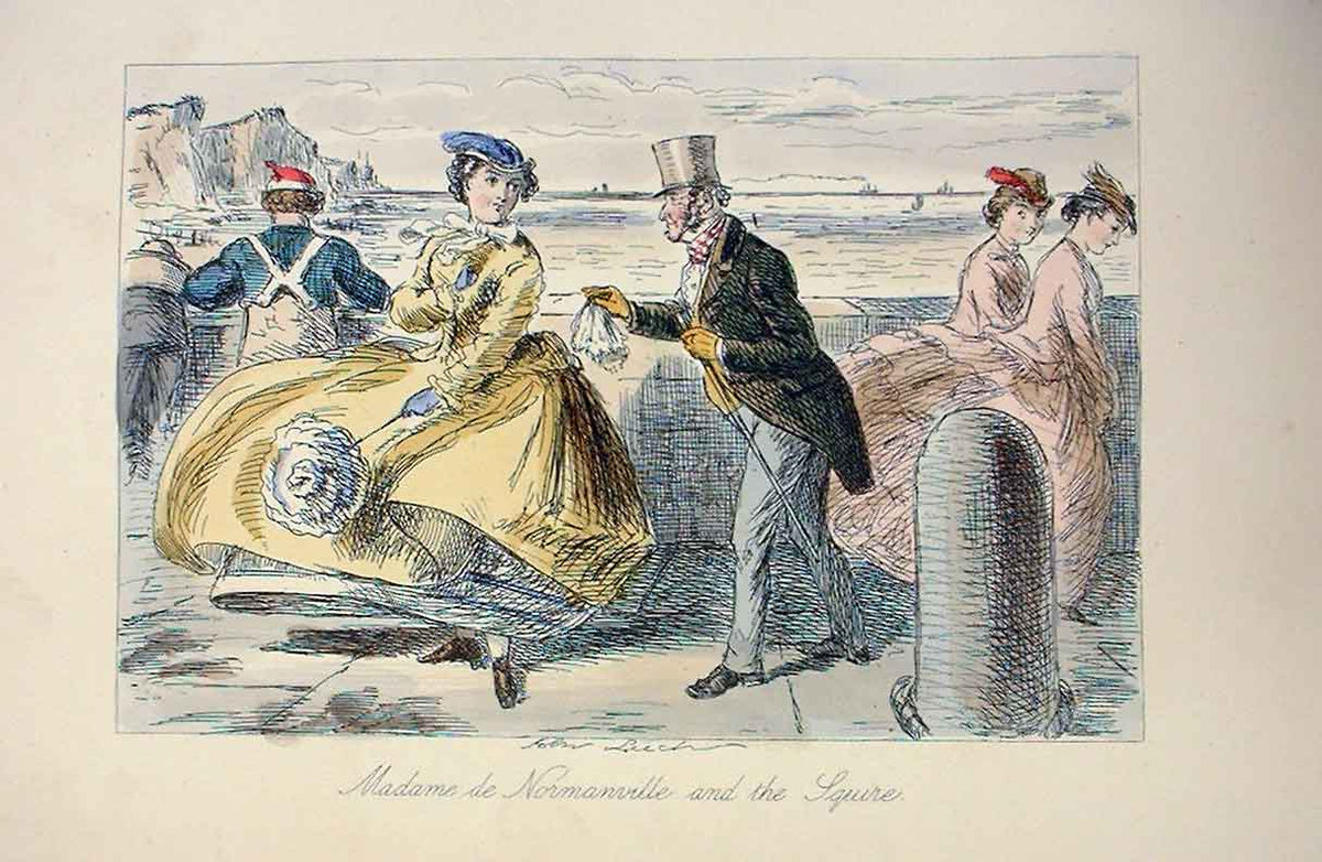 Original Old Antique Print Madame & The Squire 1858 Leech H/C S 19th