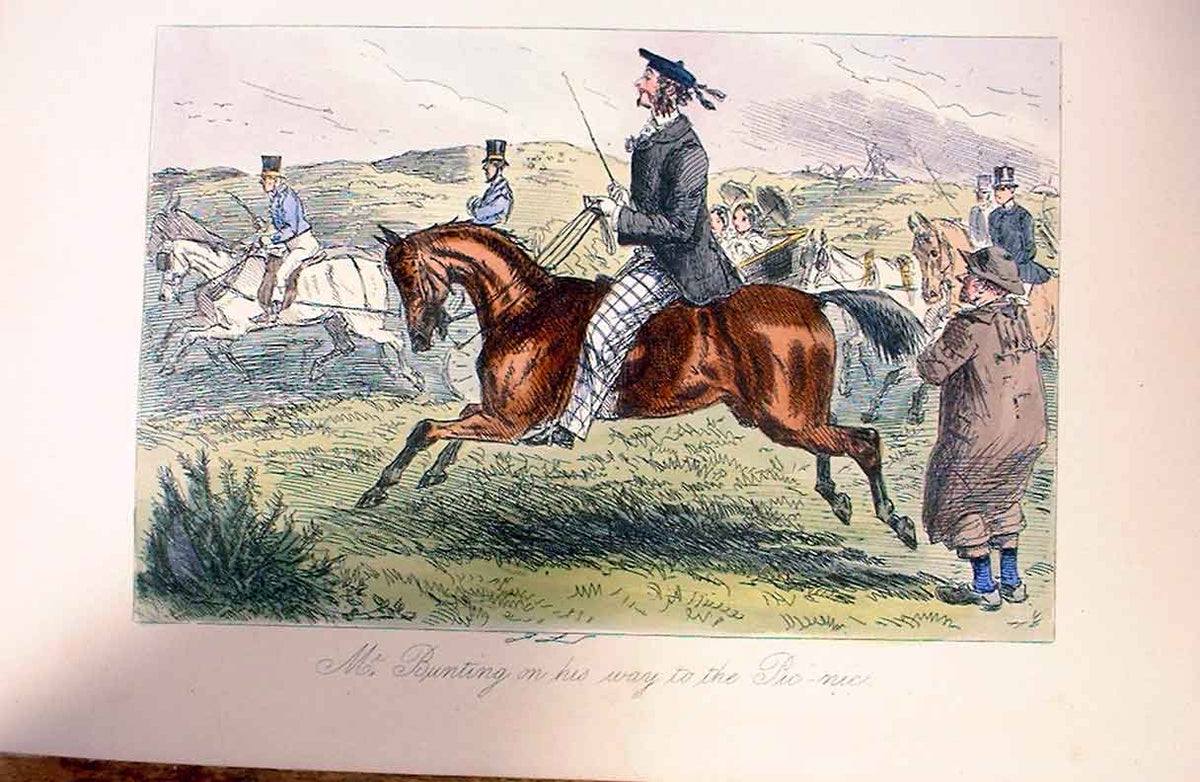 Original Old Antique Print To The Picnic 1858 Leech H/C S a 19th