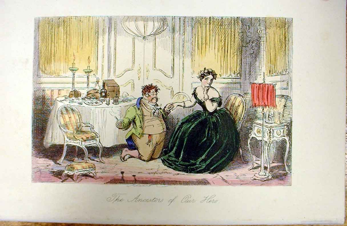 Original Old Antique Print Pancestors Hero 1858 Leech H/C S 19th