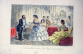 Original Old Antique Print The Glove 1858 Leech H/C S House Party 19th
