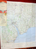Original Old Vintage Print Exeter One Inch Canvas Back Map 1960 20th Century