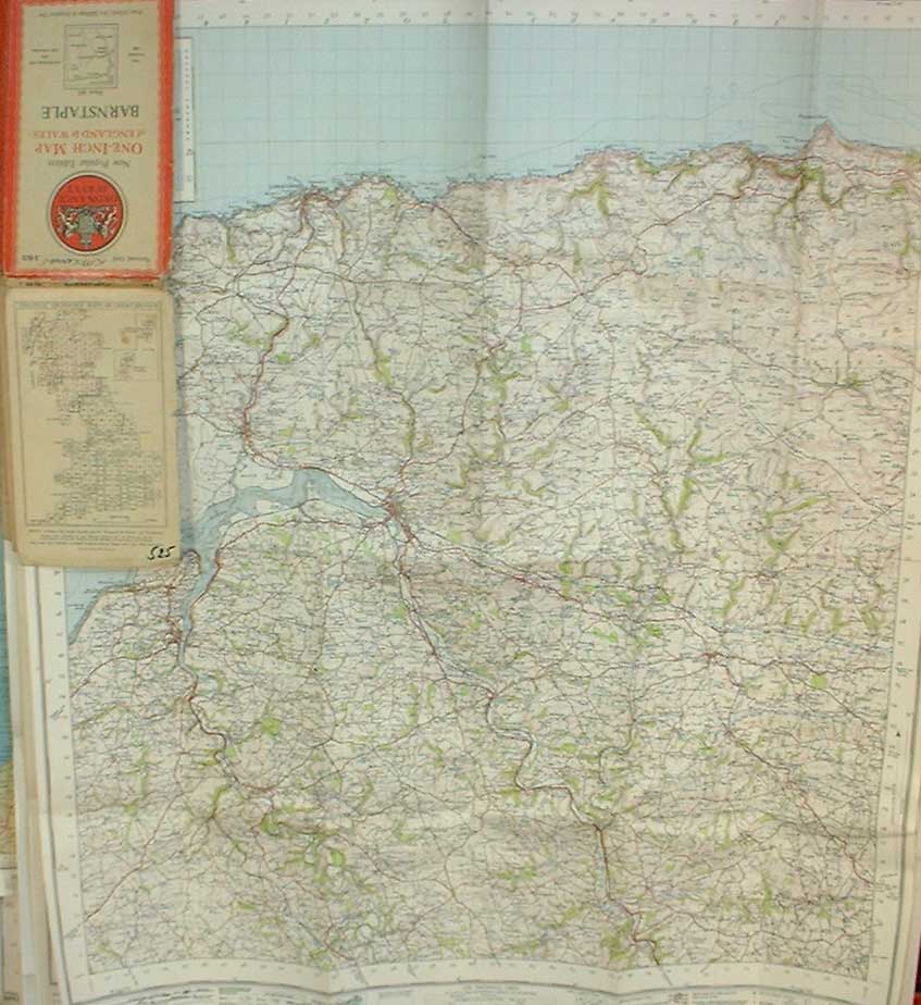 Original Old Antique Print Barnstable One Inch Canvas Back Map 1946 20th Century
