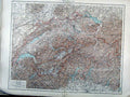 Original Old Antique Print Switzerland Map 1898 19th Century