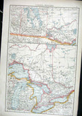 Original Old Antique Print Canada Western Map 1898 19th Century