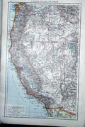 Original Old Antique Print United States America Western Map 1898 Victorian