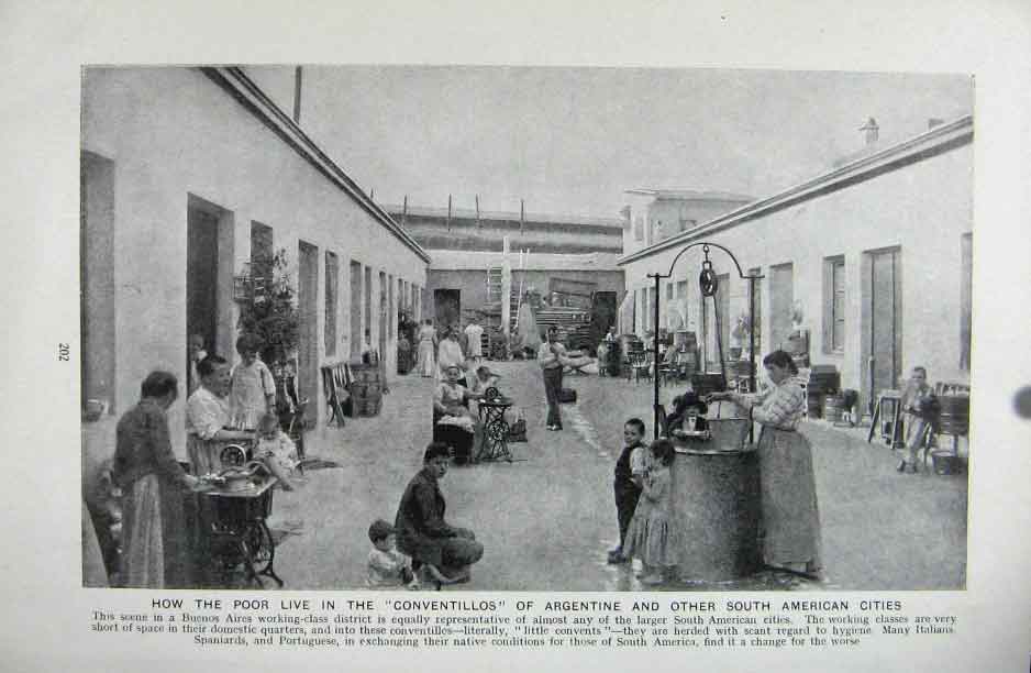 Original Old Vintage Print How The Poor Live 1922 Photo Argentena 20th Century