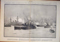 Original Old Antique Print Royal Yacht Alberta Victoria Cowes Battleships 1901