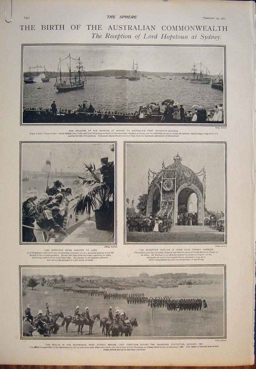 Old Antique Print Australian Commonwealth Hopetown Sydney Australia 1901 20th