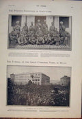 Old Antique Print Melbourne Australia Mourning Queen Indian Highland 1901 20th