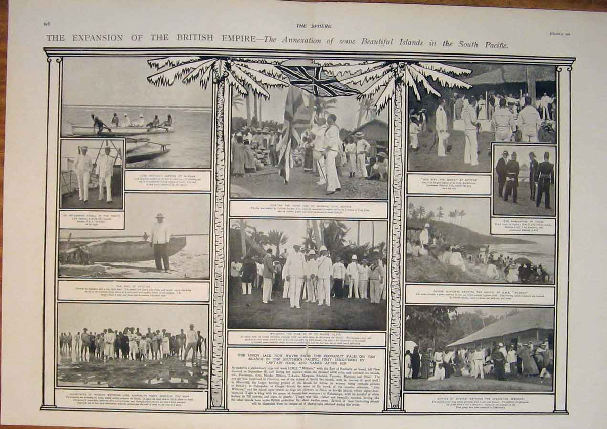 Original Old Antique Print British Empire South Pacific Islands Tonga 1901 20th