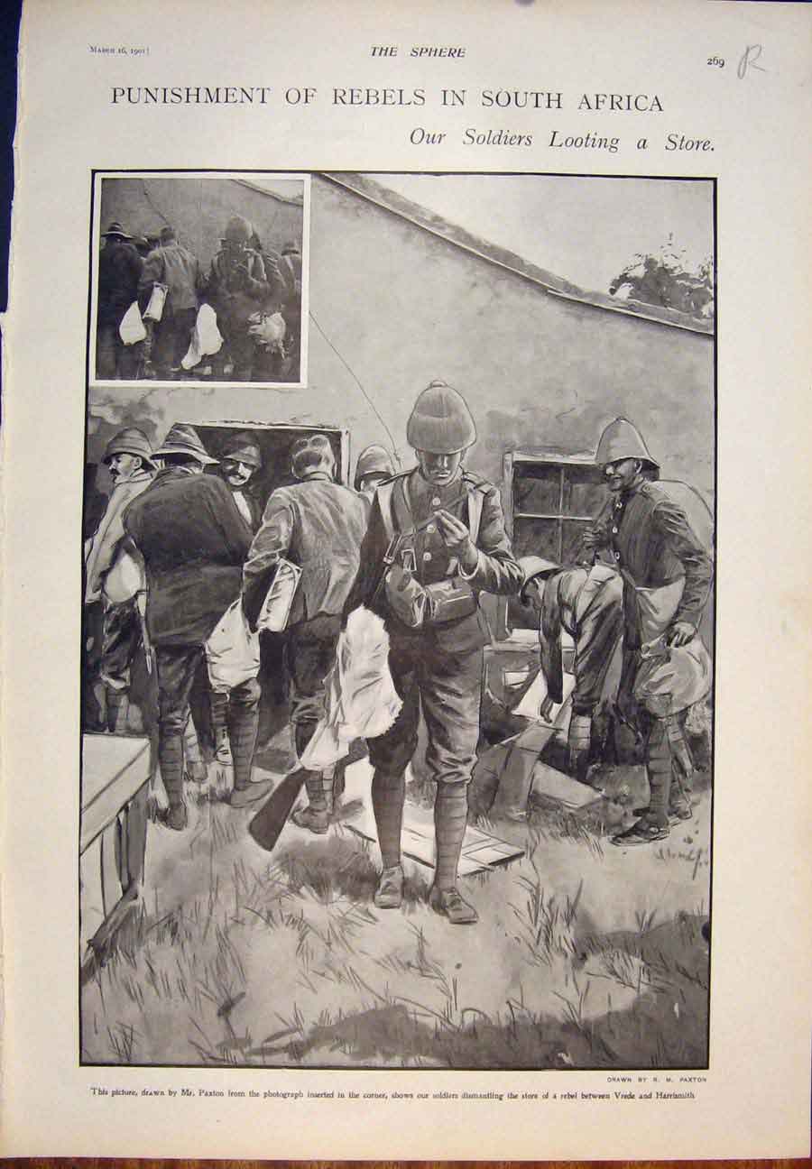 Original Old Antique Print Vrede Harrismith South Africa Paxton Rebel Sier 1901