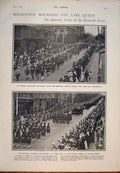 Original Old Antique Print Melbourne Late Queen March Highland Regiment 1901