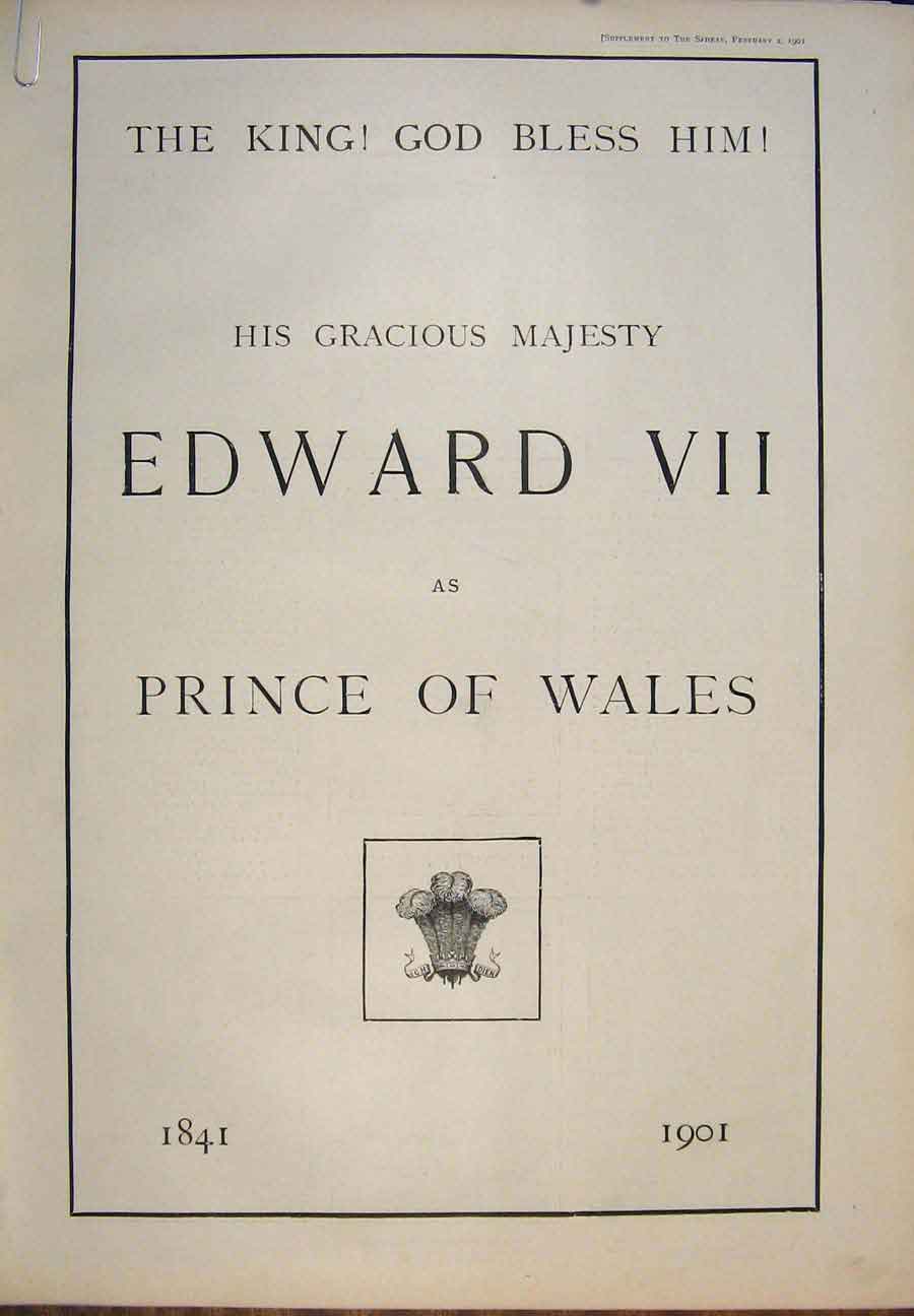 Original Old Antique Print King Edward Marlborough House 1901 20th