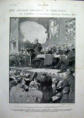 Original Old Antique Print In Memory Nelson The Victory At Portsmouth 1900 20th