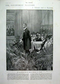 Original Old Antique Print Cavalry Attack At German Military Manoeuvres 1900