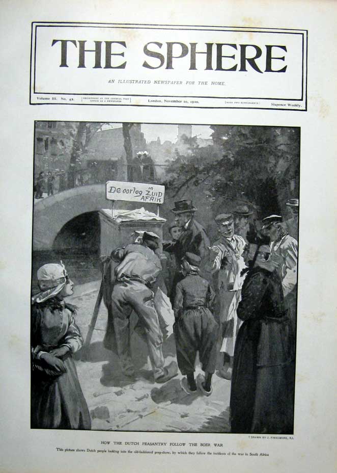 Original Old Antique Print North & South Guarding Queen Victoria 1900 Victorian