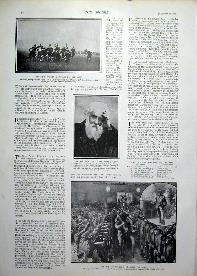 Old Antique Print November Meteors Stars That Shoot In Night 1900 Astrono 20th