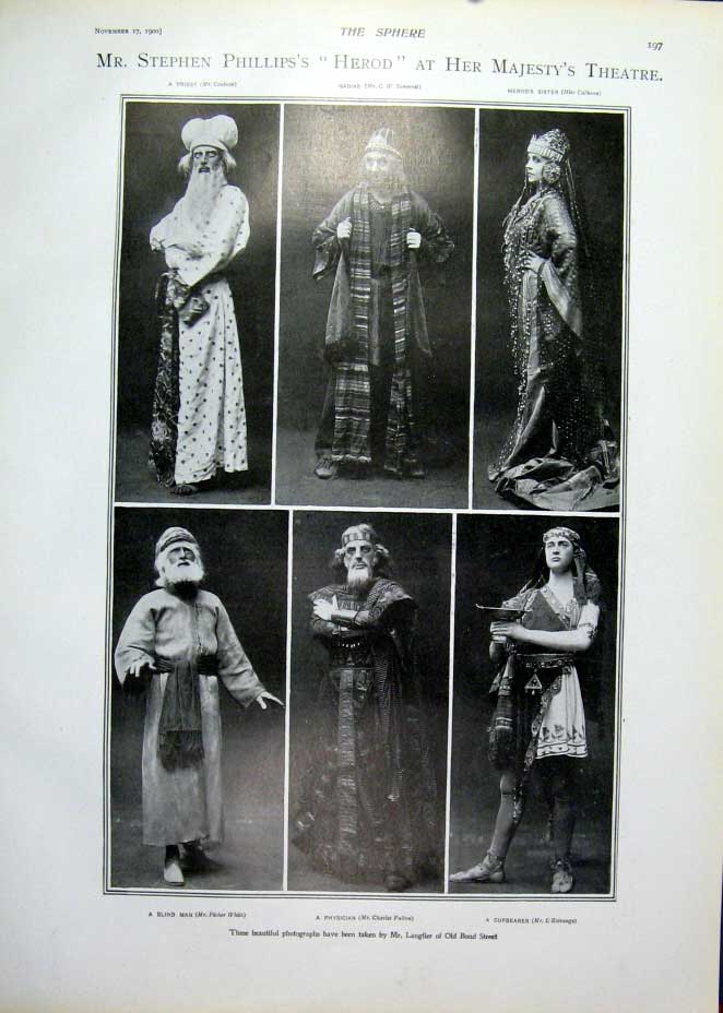 Original Old Antique Print The Swashbuckler New P[Lay Duke York'S Theatre1900