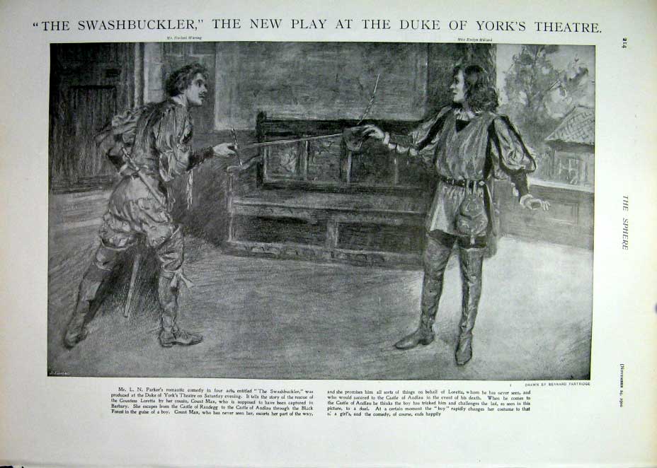 Original Old Antique Print Second In Command At Haymarket Theatre London 1900