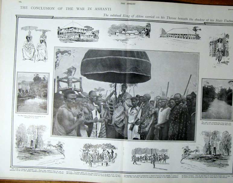 Original Old Antique Print King Akim & End War In Ashanti 1900 Af Victorian