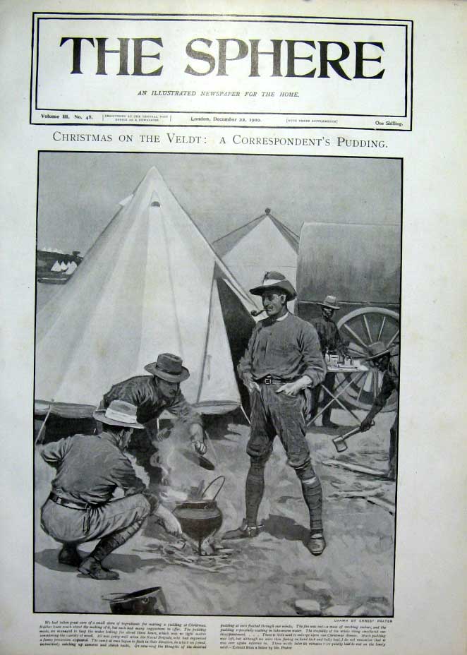 Old Antique Print Christmas On The Veldt A Correspondents Pudding 1900 A 20th