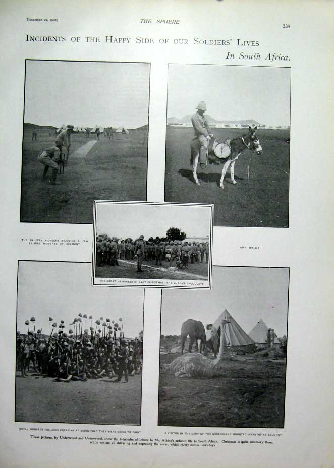 Original Old Antique Print Happy Side Siers Lives In South Africa 1900 Victorian