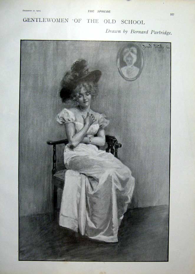 Original Old Antique Print Gentlewomen School By Partridge Fine Art 1900 20th
