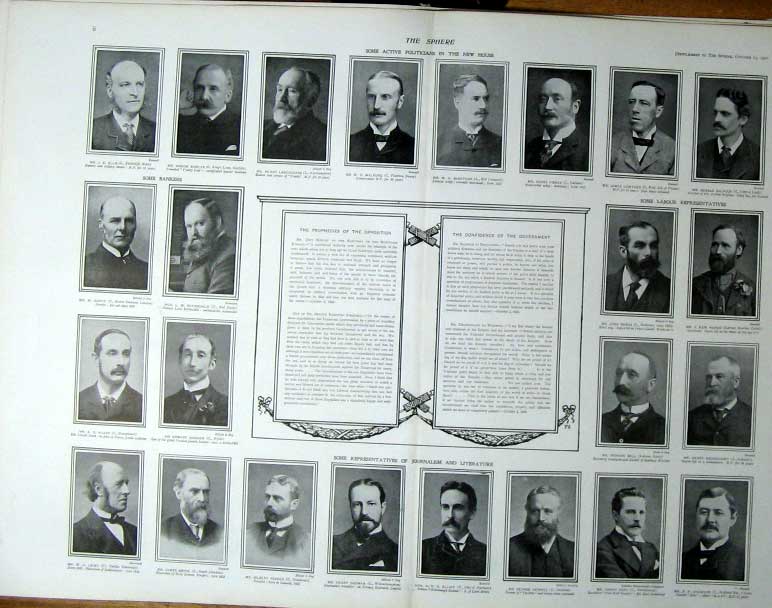 Original Old Antique Print Active Politicians In New House 1900 20th