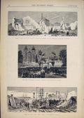 Original Old Antique Print Nottingham Fire Morely Hosiery Factory Le Mans Docks