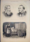 Old Antique Print Portrait Northcote Cairns Invalid Kilburne Patient 1874 19th