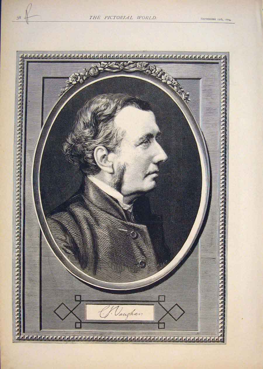 Original Old Antique Print Portrait Vaughn Prince Hohenlohe-Schellingsfust 1874