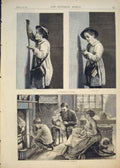 Original Old Antique Print Punch At Home Child Catching Caught Fine Art 1874