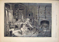 Original Old Antique Print War Story Euder Fixed Loom Spinning Dog 1874 19th