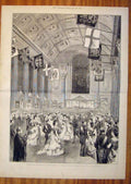 Original Old Antique Print Mansion House Duke Duchess Edinburgh Quadrille Royal
