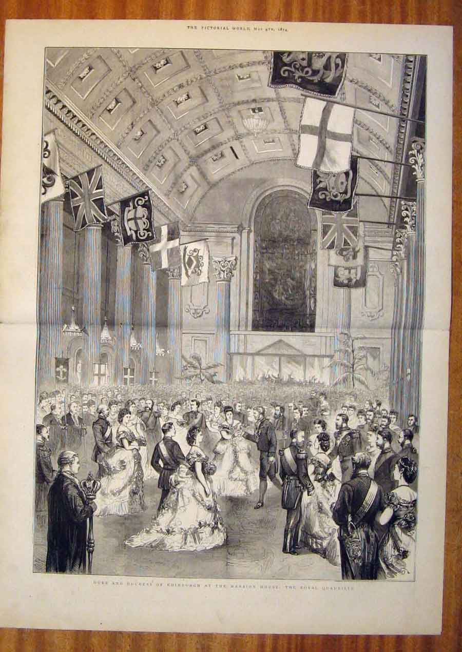 Original Old Antique Print Mansion House Duke Duchess Edinburgh Quadrille Royal