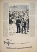 Old Antique Print Street Collecting Station Hospital Sword Wolseley 1874 19th