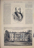 Old Antique Print Portrait Stone London Packington Warwickshire Aylesford