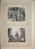 Original Old Antique Print Mont Blanc Married Money Theatre Scene Play 1874 19th