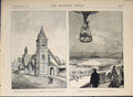 Old Antique Print Clock Tower Stratton Northbrook Balloon Marriage Ohio