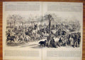 Original Old Antique Print Whitsuntide Vienna Prater 1874 19th