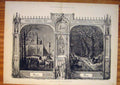 Original Old Antique Print Christmas Spain Past Present Peace War 1874 19th