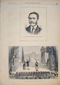 Original Old Antique Print Portrait Dudden La Plata Westminster Play Trinummus