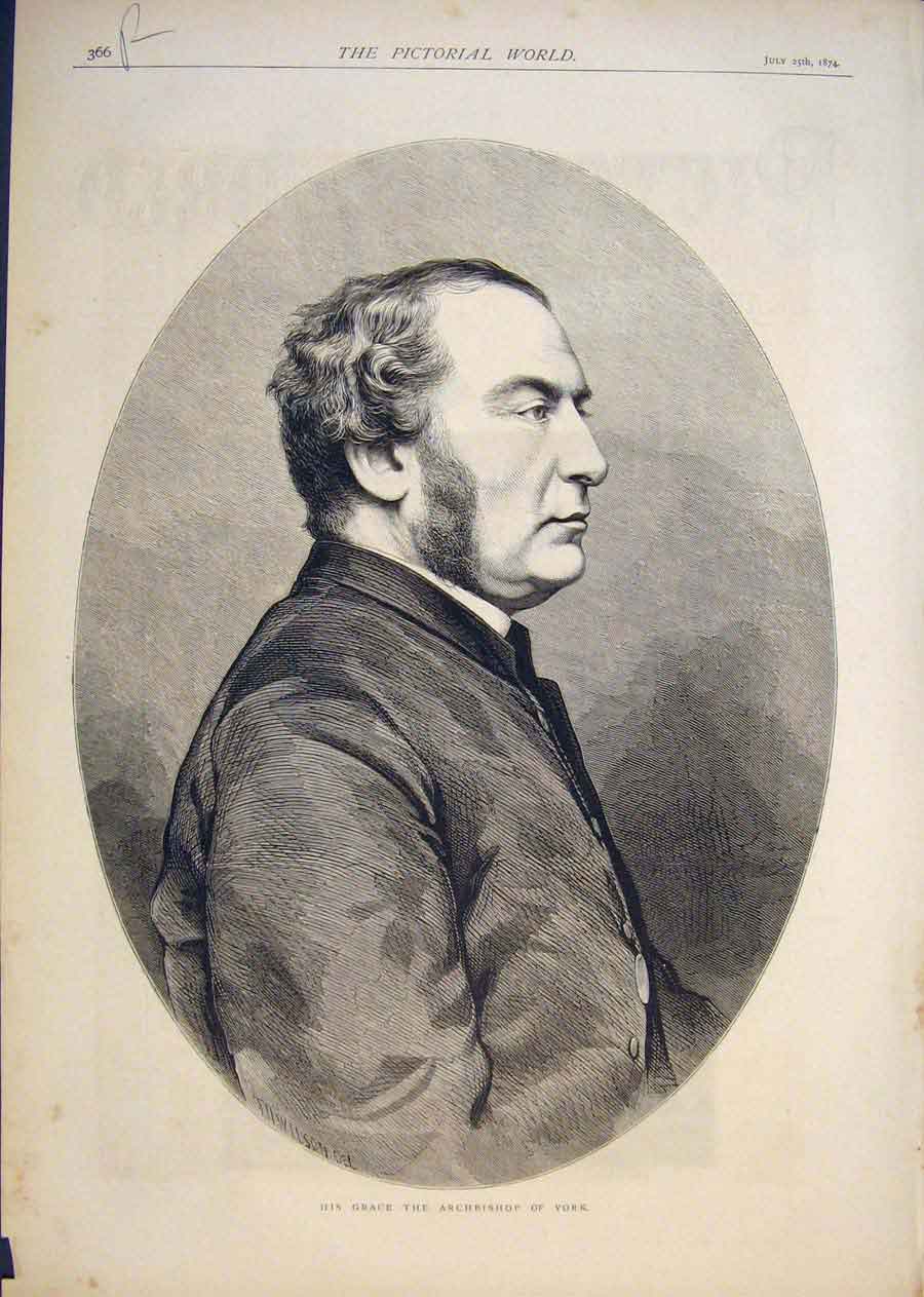 Original Old Antique Print Portrait Archbishop York Lucia Di Lammermoor Art