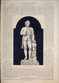 Original Old Antique Print Statue Priestley Birmingham 1874 19th