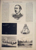 Original Old Antique Print Portrait Brand Sky Map Leaterland Tring Railway Emery